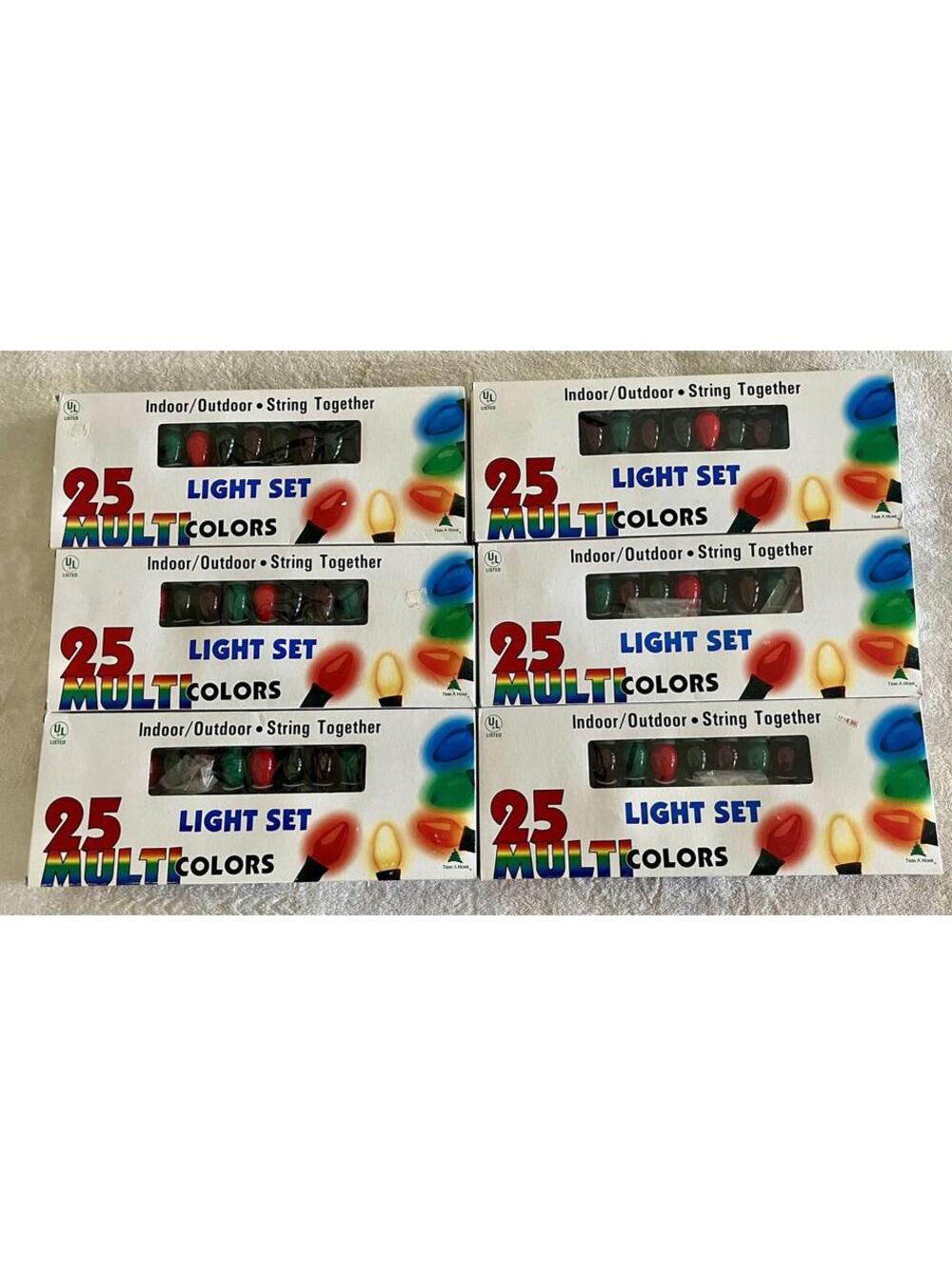 Vintage KMart Christmas Light Set ~ 6 Boxes Indoor/Outdoor String Together ~ NOP